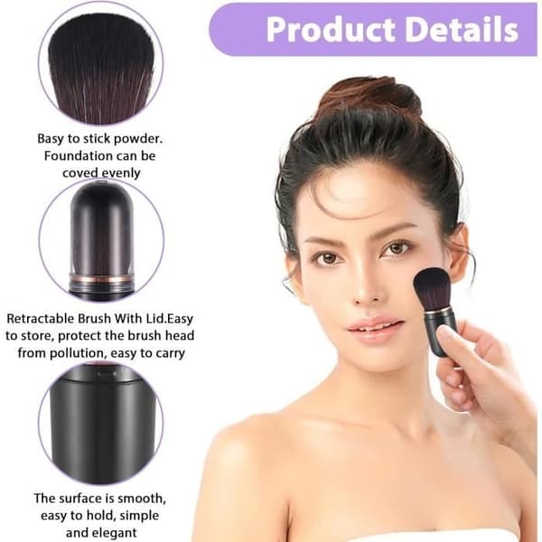 2 udtrækkelige makeupbørster, rejsemakeupbørster, blushbørster, søde flydende foundationbørster
