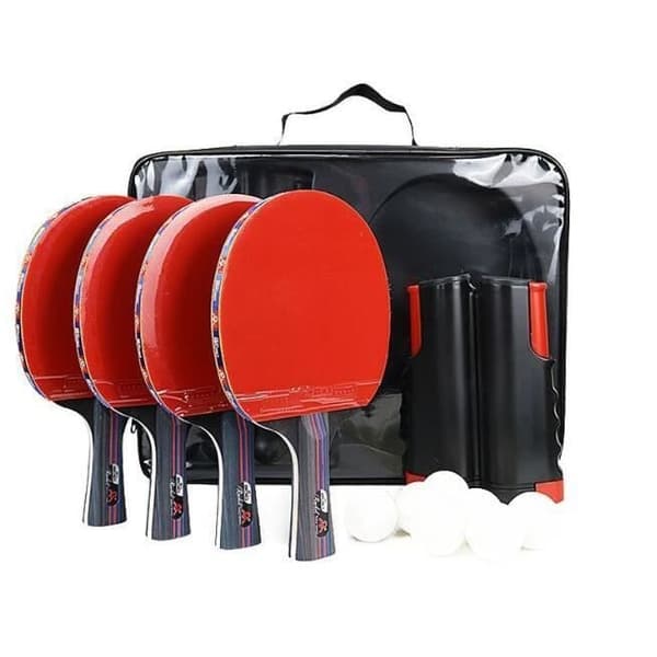 Pingisracket - Professionellt - Set med 4 racketar - 8 bollar - Bärbart - Röd