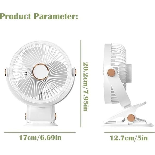 USB Mini Bærbar Klipsventilator - 360 Graders Rotation - Stærk Vind - Desktop Køleventilator
