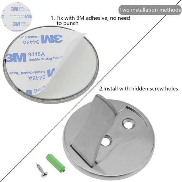 (Silver) Magnetiska dörrstoppar - Väggskydd - 2-pack - Enkel installation - Silver - Stark magnet