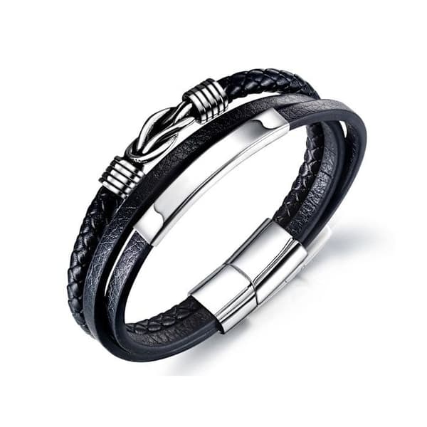 Flätat läderarmband för män