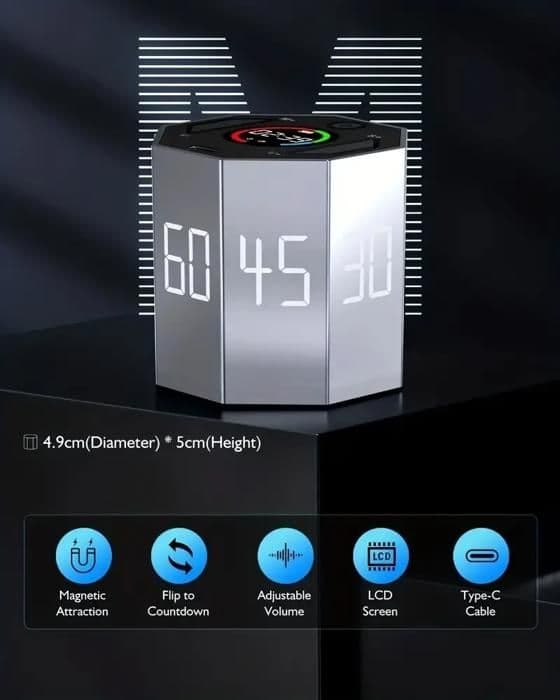 Modern LCD digital kökstimer, visuell timer för lärare, nedfällbar kubtimer för köket