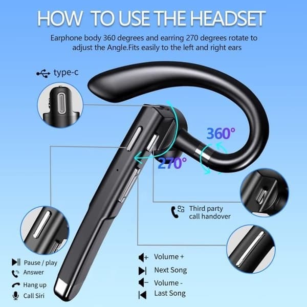 Trådløse Bluetooth-hovedtelefoner Bluetooth-headset Bluetooth-headset