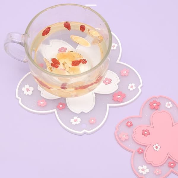 Sæt med 2 kawaii kaffekopper, søde kirsebærblomst tekopper, lyserøde