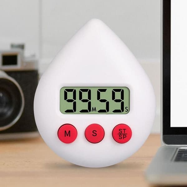 Vanntett digital dusjtimer med alarm og sugekopp, energisparende, hvit,