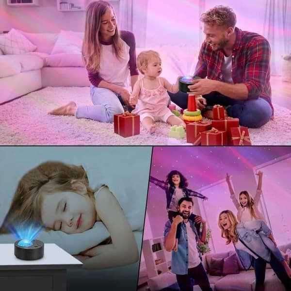 Stjernehimmelprojektor, natlysprojektor med 14 bløde lys + 5 sange