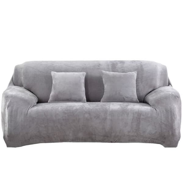 (Ljusgrå) 3-sits sofföverdrag - Sammet - Ljusgrå - 190-230 cm - Töjbart - Tvättbart