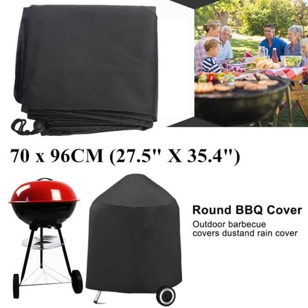 (Sort) TEMPSA Rundt Vandtæt Grillovertræk - 70x96cm - Polyesterfiber - Sort