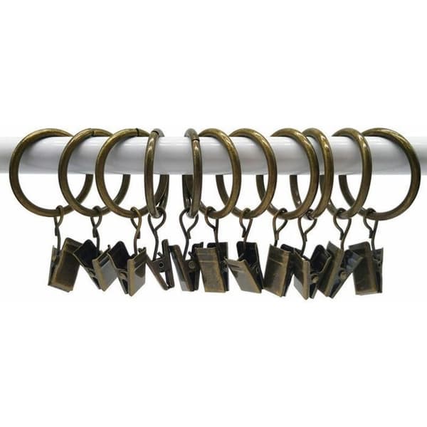 Metalgardinringe, sæt med 50, 32 mm, rustfri, bronzefarvet, med klips