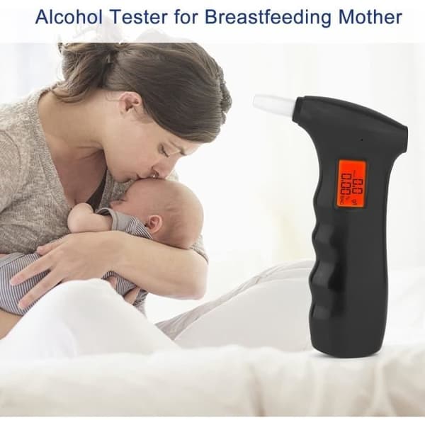 Alkometer, Professionel Bærbar Digital Alkometer med LCD-Skærm, 5 Mundstykker, Sort, 2022- Sort [C6019]