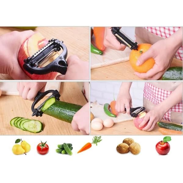 (Sort) Grøntsagsskræller - Universal - 420 Rustfrit Stål - Ergonomisk Design - Multifunktionel