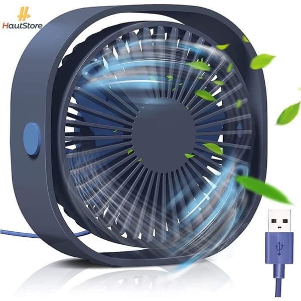 Stille USB-ventilator, 3 hastigheder, bærbar til kontor og rejser