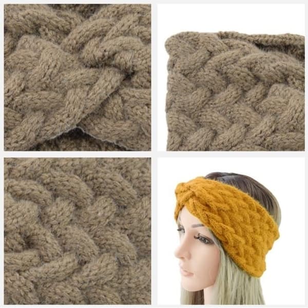 (Gul og brun) Hårbånd - Dame - 2 stk. - Akryl - Gul og brun - Vinter