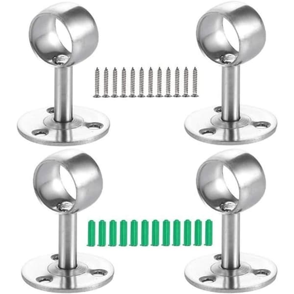 Gardinstångsfästen - ZVD - 4 st - Rostfritt stål - Silver - 22 mm diameter PZCC