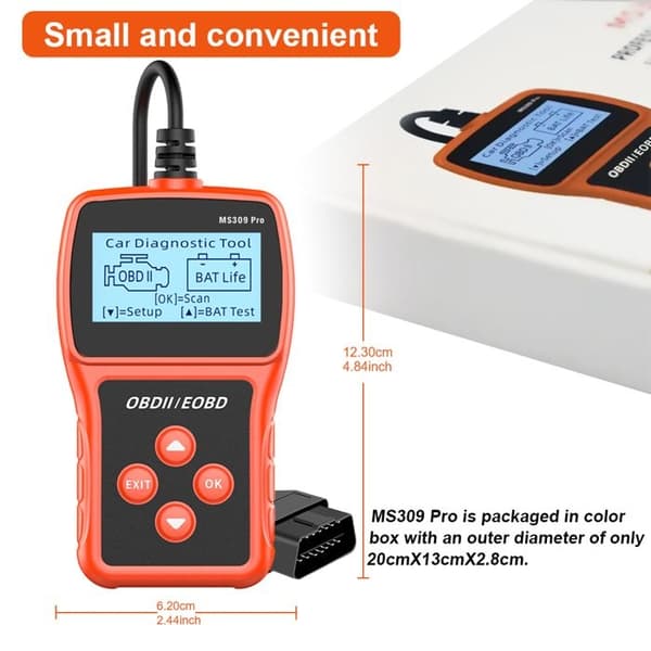 OBD2 bildiagnoseværktøj scannerkodelæser med OBD-II-funktioner