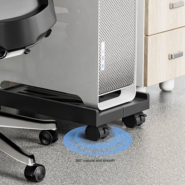 Justerbart mobilt CPU-stativ, Ventilert datamaskinstativ, PC-tårnstativ med 4 hjul, Stativ for underbord
