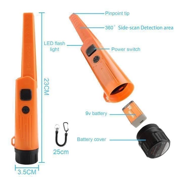(orange) Pinpointer-metalldetektor - DIY MER - Hög precision - 5m undervattenssökning