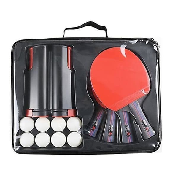 Pingisracket - Professionellt - Set med 4 racketar - 8 bollar - Bärbart - Röd