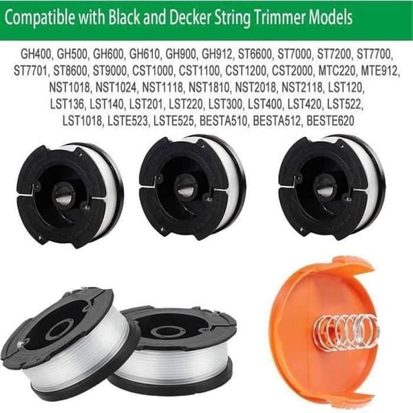 Gavespole til Black and Decker trimmer, spole til 8 trimmertråder, 2 spoledeksel og 2