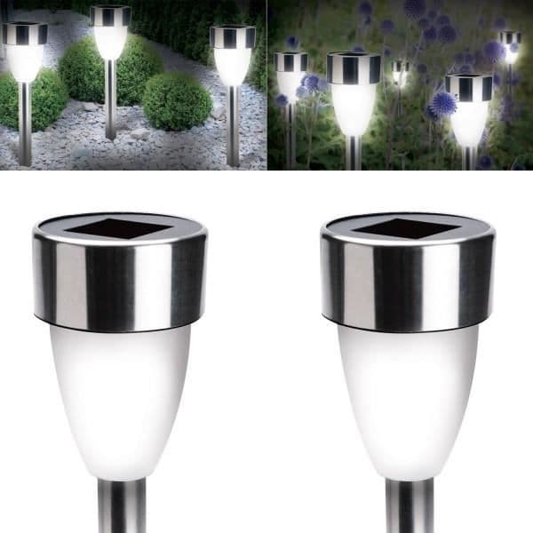 X8 hvit tulipanformet LED solcellelampe