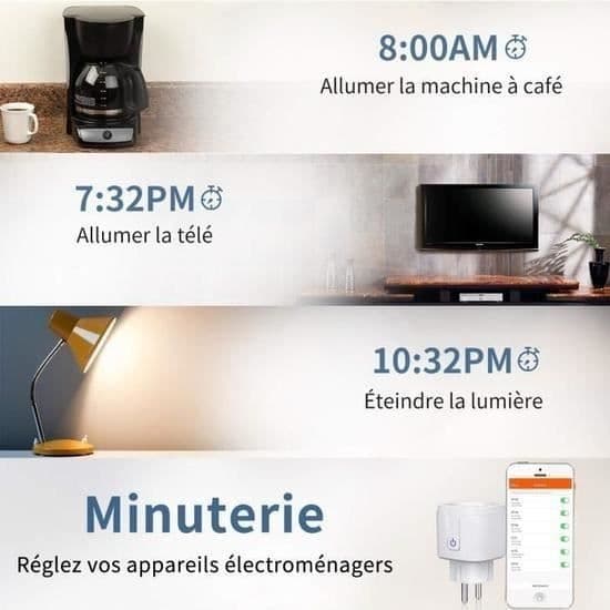stk. Wifi smartplugg, 16A kompatibel med Android iOS Amazon Alexa Google Home Assistant, programmerbar strømfjernkontrollapp