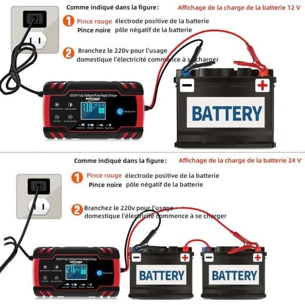 Bilbatterilader, batterivedlikeholder-avsulfator
