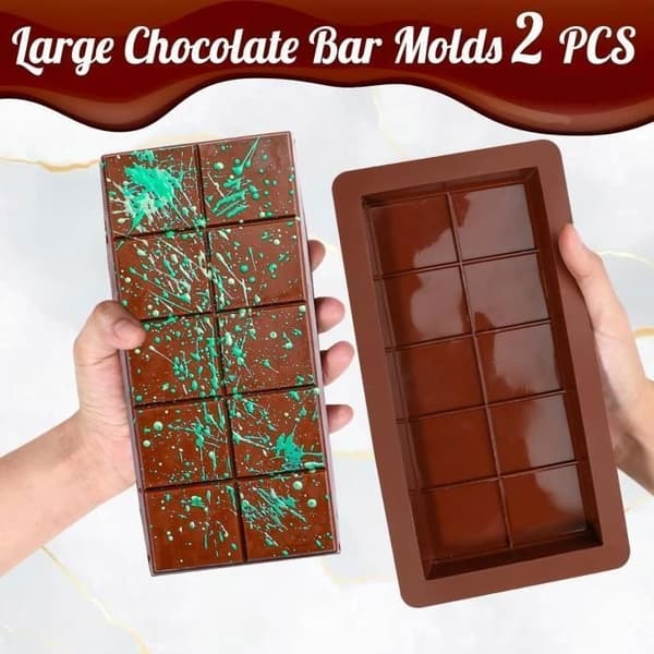 Silikone chokoladeform sæt med 2 dybe chokoladebarforme Silikoneforme chokoladebar.
