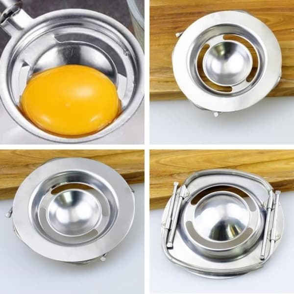 Eggseparator, eggdeler i rustfritt stål, sammenleggbar eggehviteseparator, eggsil,