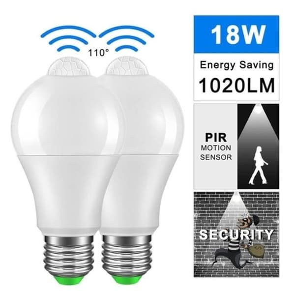 (vit) STILLCOOL E27 LED-lampa med rörelsesensor - Varmvit - IP42 PIR