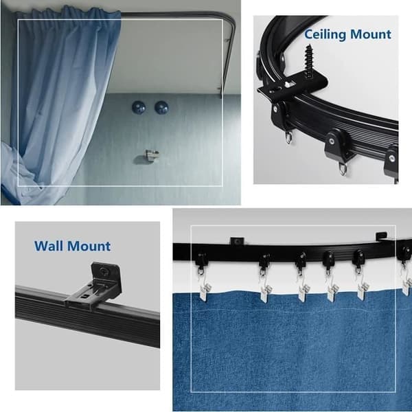 (Sort) Foldbar gardinstang - LECOO - 5 meter - Fleksibel - Robust - Sort