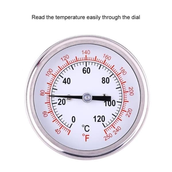 Rustfrit stål ovntermometer BBQ grill rygertermometer med måler 0-120°C