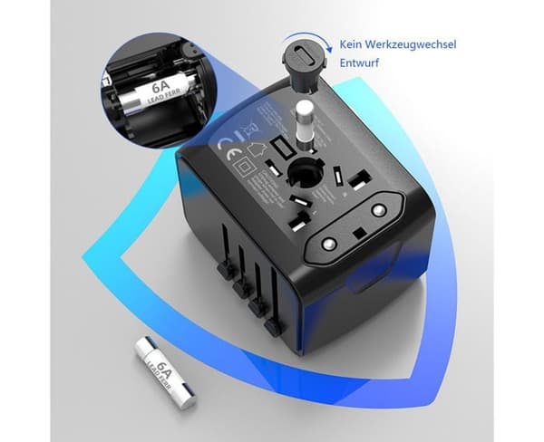 Verdensomspennende reiseadapter, universell reiseplugg, internasjonal pluggadapter, universaladapter