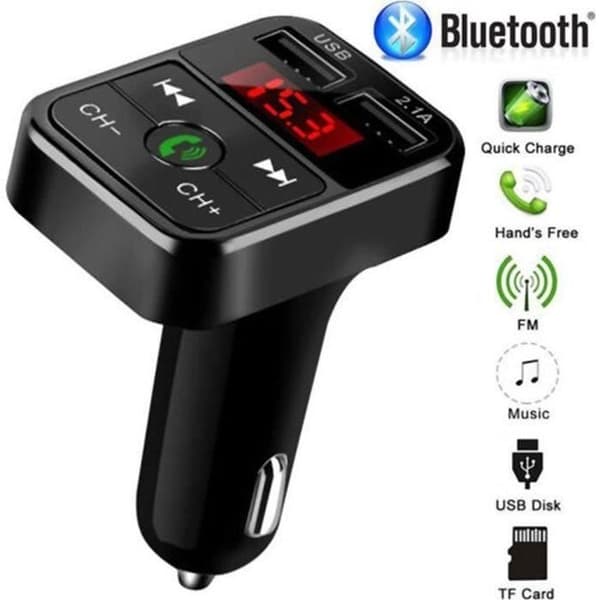 Bluetooth FM-sender for trådløs bilradioadapter USB-lader MP3-spiller SVART