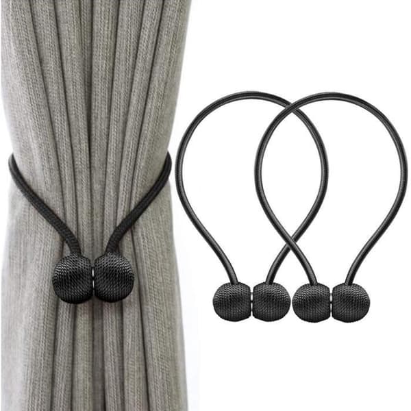 (Sort) Magnetiske gardinbånd - Sort - 2 stk. - Ingen boring nødvendig - Elegant design