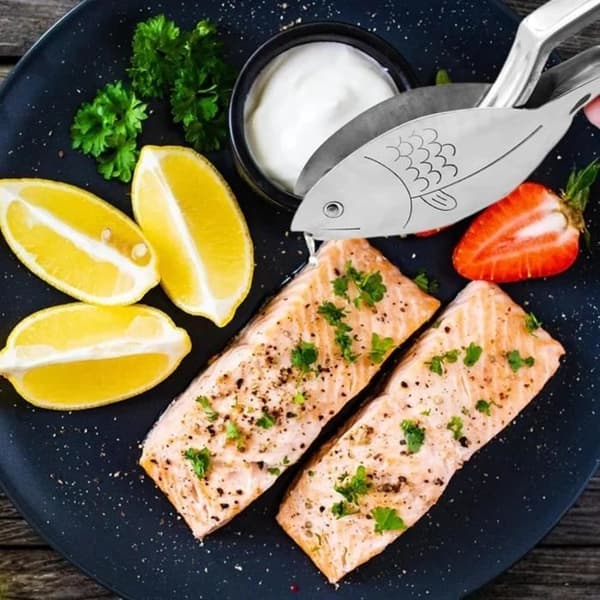 Fiskeformet citronpresser - Citronpresser i rustfrit stål til fødevarer, manuel citruspresser