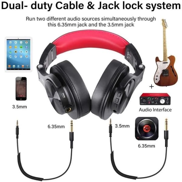 Bluetooth-headset - ONEODIO - A70 - Röd - 50 timmars batteritid - CVC 8.0 brusreducerande