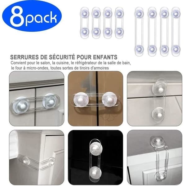 Barnsäkra skåplås - AUDBURN - Lådsäkerhetslås - 8 delar