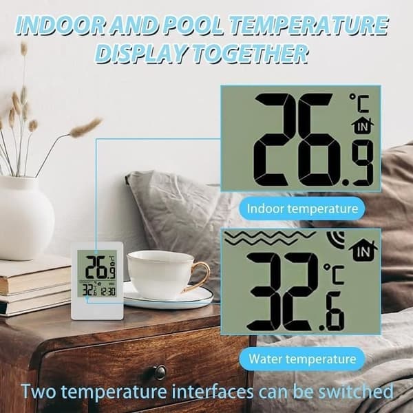 Trådlös flytande inomhus- och utomhustermometer, flytande pooltermometer, digital pooltermometer [659]
