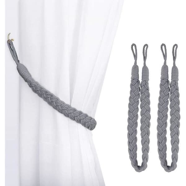 (Grå) Gardinband - BOMULL - 2-pack - Grå - 66 cm - Dekorativ