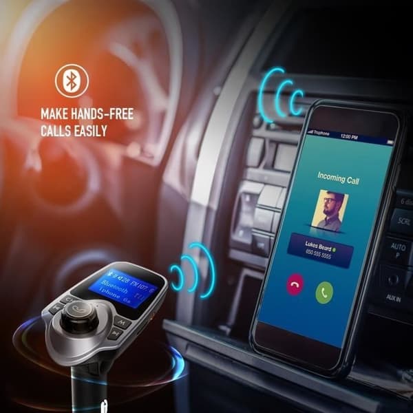 Bluetooth FM-sender til bil FM-sender til bil Håndfrit sæt med USB-lyd MP3-afspiller til iPhone og Android-telefoner