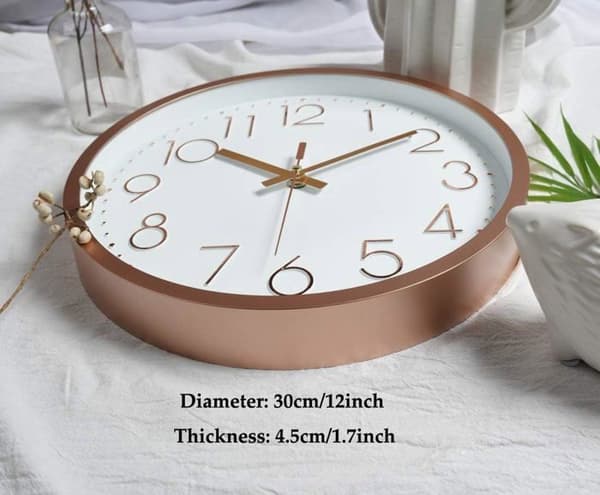 Modern Tyst Väggklocka Väggklocka för Vardagsrum Kök Sovrum, Diameter 30,5 cm -
