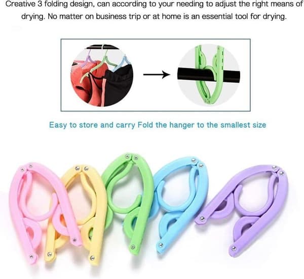 Sæt med 10 foldbare plastikbøjler til rejser og camping