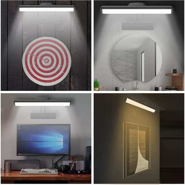 Fjernstyrt vegglampe, trådløs LED-bildelampe, roterbart LED-lampehode med timer