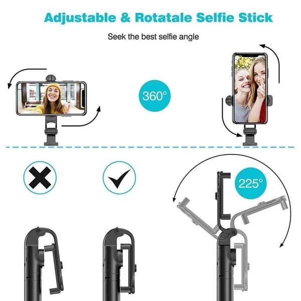 Svart Bluetooth-selfiestang