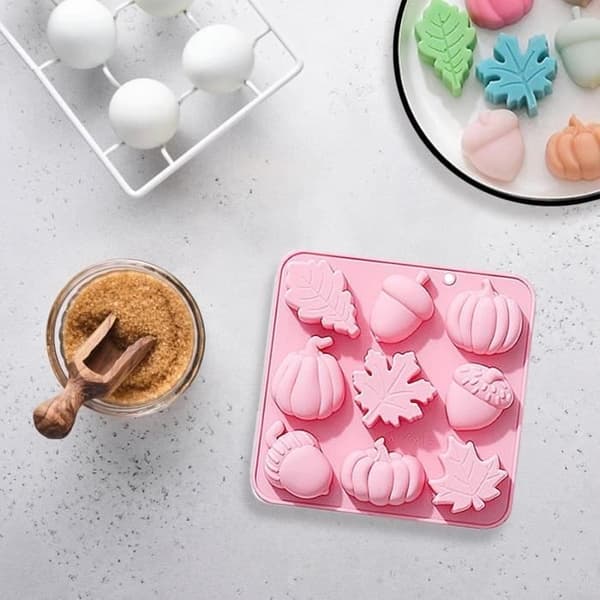 Silikoneforme til bagning, efterårsforme til fondant med 9 hulrum, slikforme, silikoneforme til