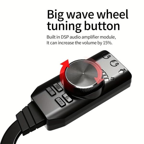 USB 7.1 Surround-lydkort, DSP-forsterker, lydadapter for PC og smarttelefon - Plug & Play
