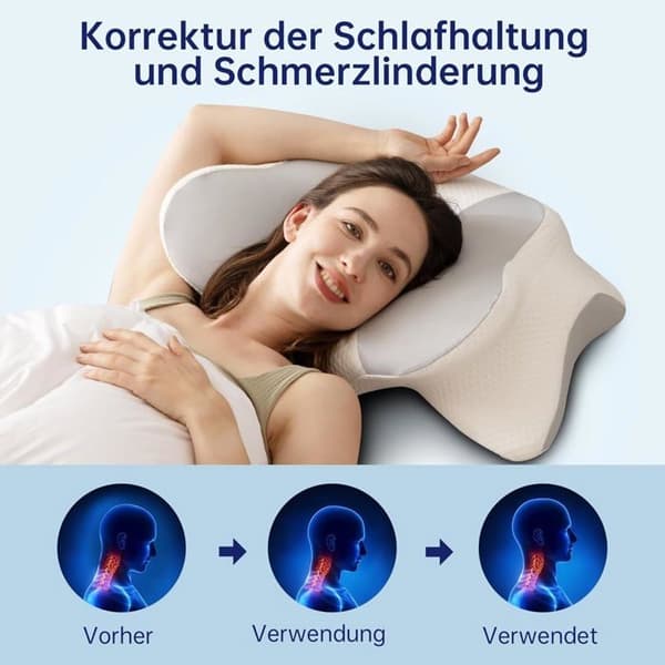 (Färg: Grå) Ergonomisk kudde - Uniency - Memory Foam - Justerbar höjd - Anti-snarkning