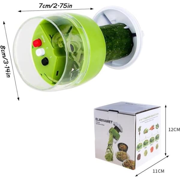 Grøntsagsspiralizer - Bærbar - 4 i 1 - ABS plastik - Rustfrit stål - Multifunktionel