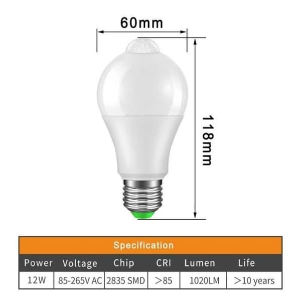 (hvid) STILLCOOL E27 LED bevægelsessensorpære - varm hvid - IP42 PIR