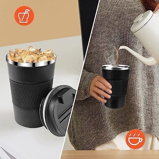 (Sort) Kaffekrus - Isoleret - Rustfrit stål - Lækagesikker - Sort - 17*7CM